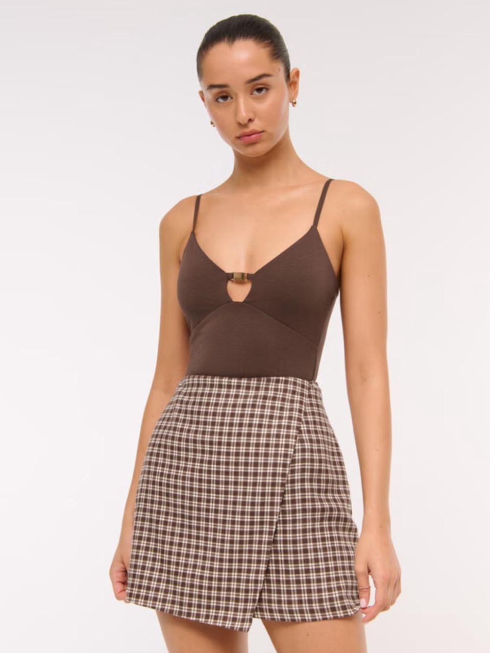 Abercrombie & Fitch Brown Bra-Free Hardware Cutout Bodysuit NWT